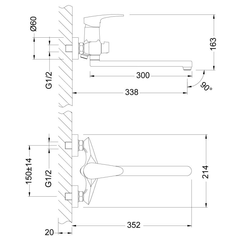 Смеситель для ванны с душем Lemark Linara LM0451C универсальный Хром
