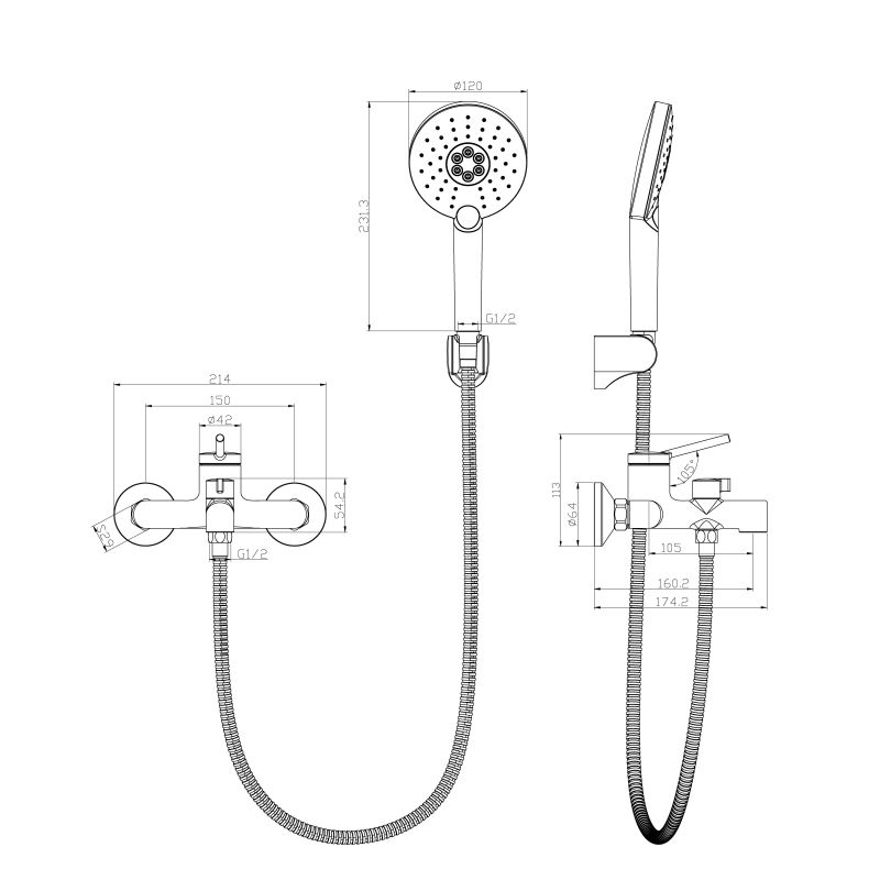 Смеситель для ванны с душем Lemark Minima LM3814C Хром