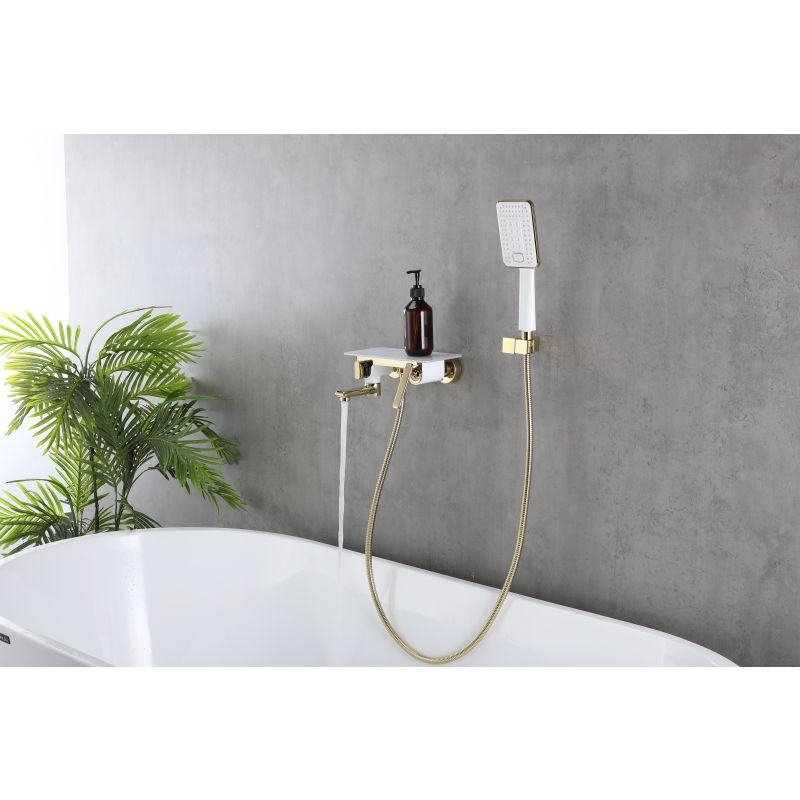 Смеситель для ванны с душем Lemark Mista LM6414WG Золото Белый