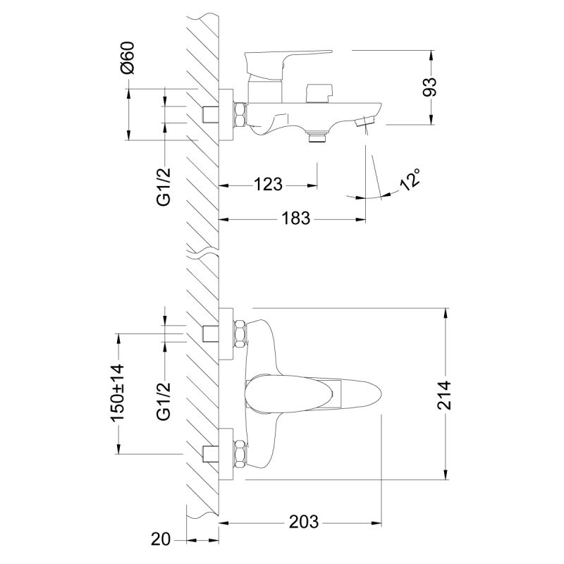 Смеситель для ванны с душем Lemark Nero LM0214C Хром