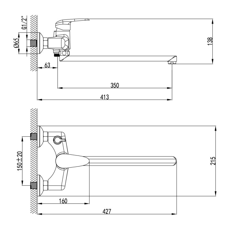 Смеситель для ванны с душем Lemark Pramen LM3317C универсальный Хром