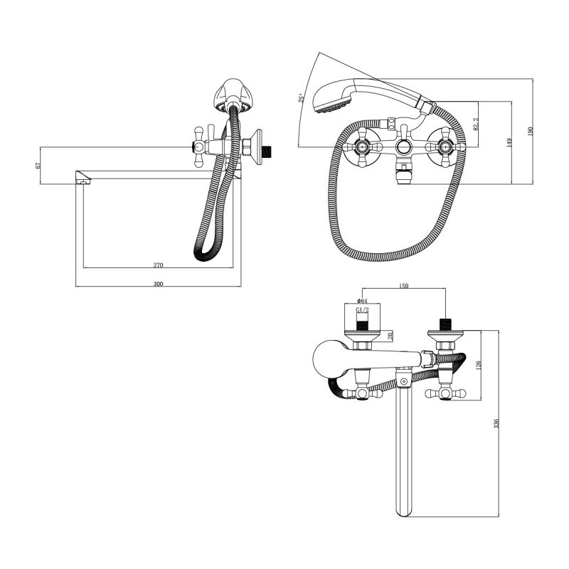 Смеситель для ванны с душем Lemark Promotion LM6048C универсальный Хром