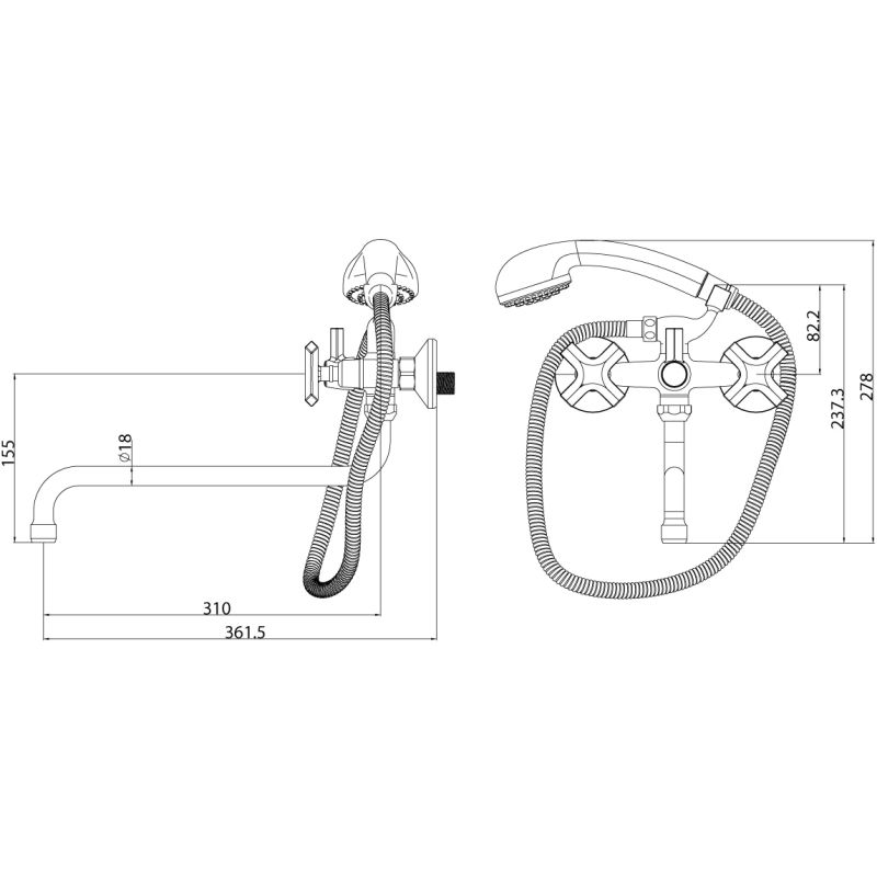 Смеситель для ванны с душем Lemark Promotion LM6051C универсальный Хром