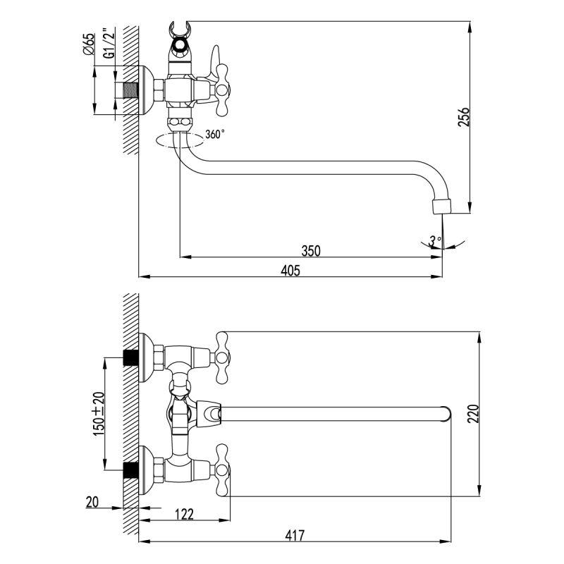 Смеситель для ванны с душем Lemark Standard LM2151C универсальный Хром