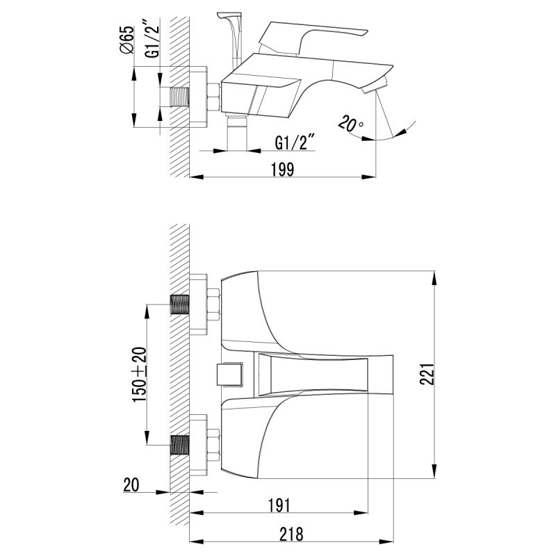 Смеситель для ванны с душем Lemark Unit LM4502C Хром