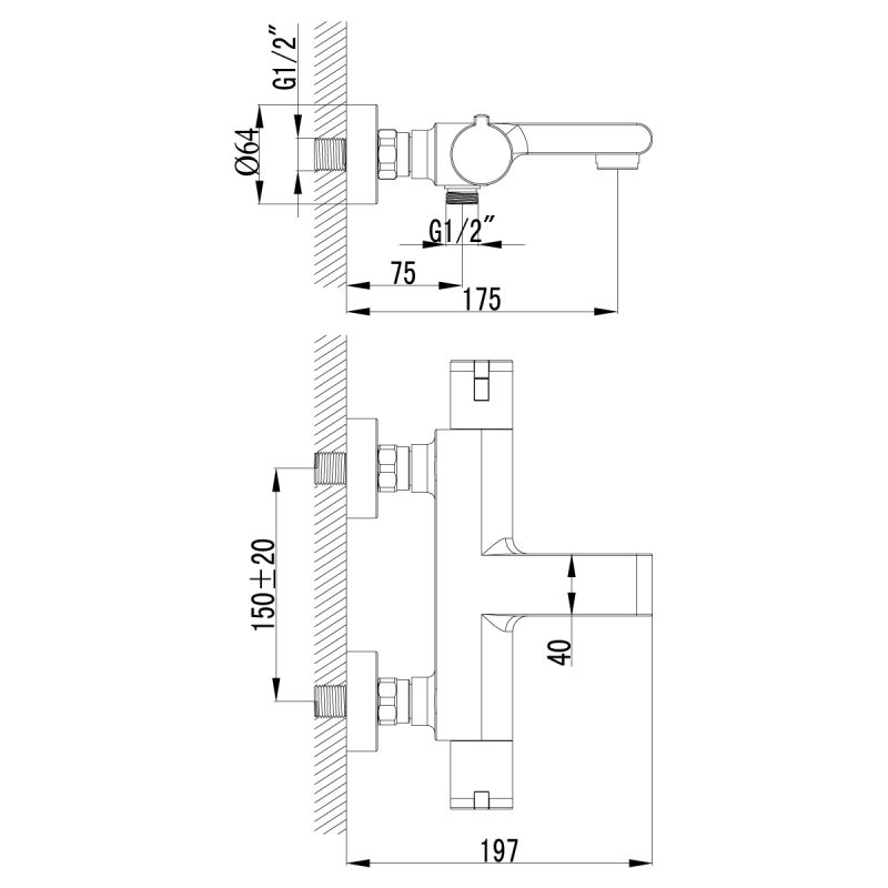 Смеситель для ванны с душем Lemark Yeti LM7832C с термостатом Хром