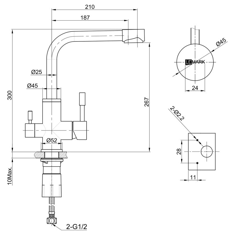 Смеситель для кухни Lemark Expert LM5061G Золото
