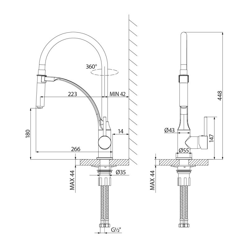 Смеситель для кухни Lemark Soul LM6007BL Черный матовый