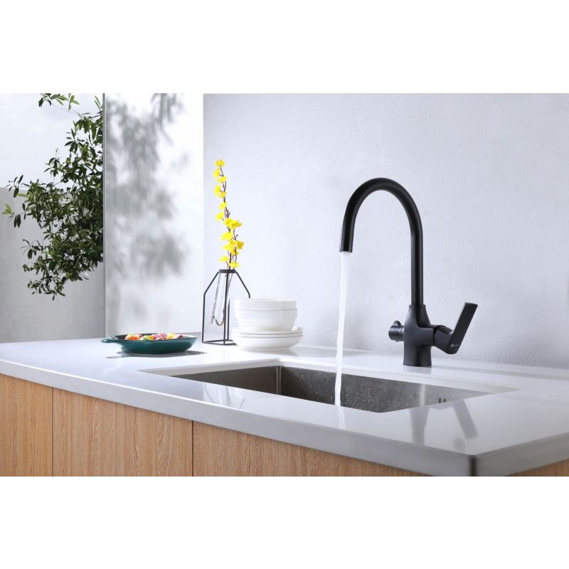 Смеситель для кухни Lemark Ursus LM7261BL Черный матовый