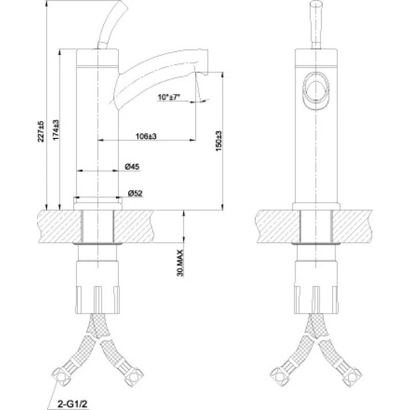 Смеситель для раковины Lemark Element LM5106Scompl Нержавеющая сталь
