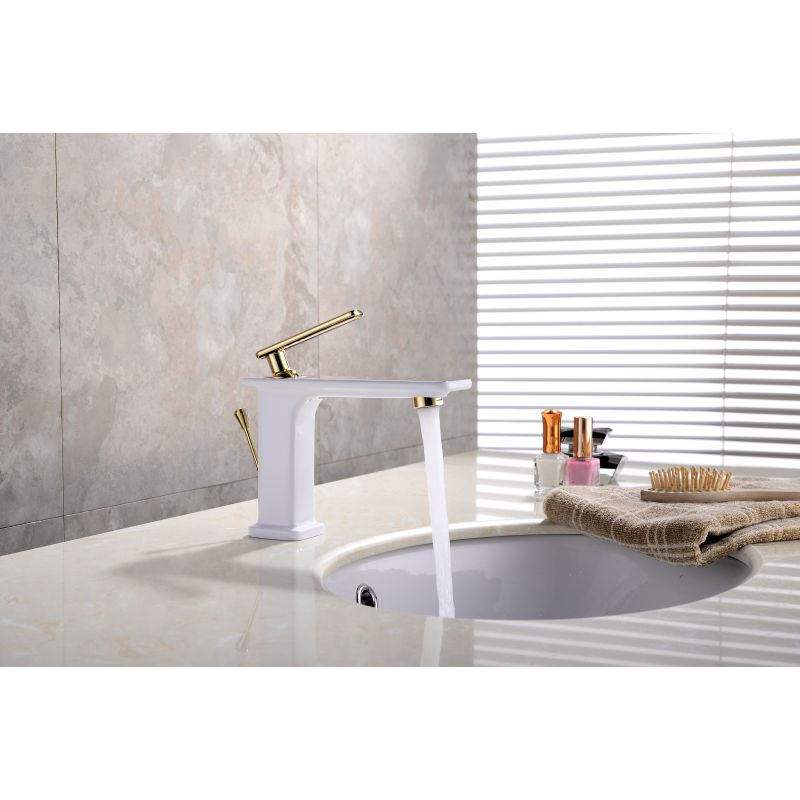 Смеситель для раковины Lemark Mista LM6406WG Белый Золото