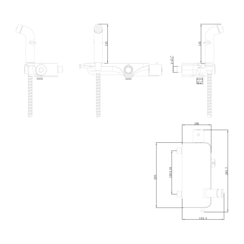Гигиенический душ со смесителем Lemark Comfort LM7169CW с термостатом Хром