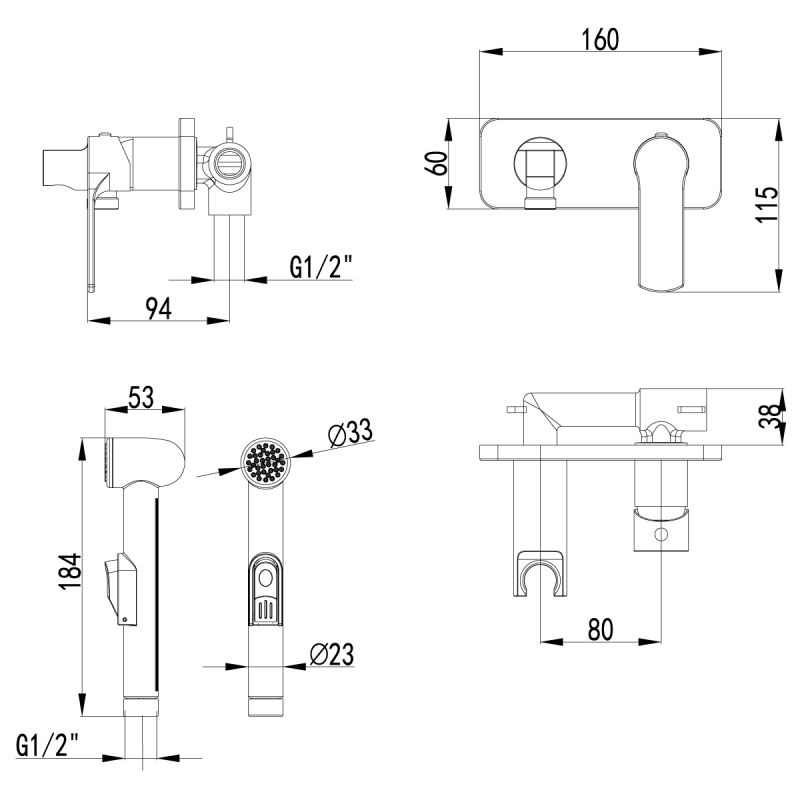 Гигиенический душ со смесителем Lemark Plus Grace LM1519C Хром