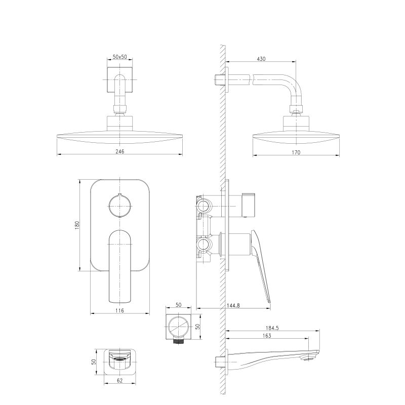 Душевой комплект Lemark Allegro LM5922CW С ВНУТРЕННЕЙ ЧАСТЬЮ Хром Белый