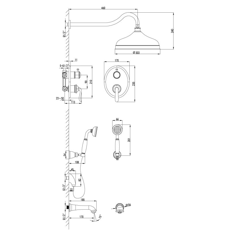 Душевой комплект Lemark Brava LM4722G С ВНУТРЕННЕЙ ЧАСТЬЮ Золото