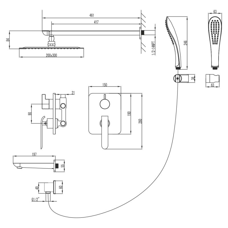 Душевой комплект Lemark Melange LM4922CW С ВНУТРЕННЕЙ ЧАСТЬЮ Хром Белый