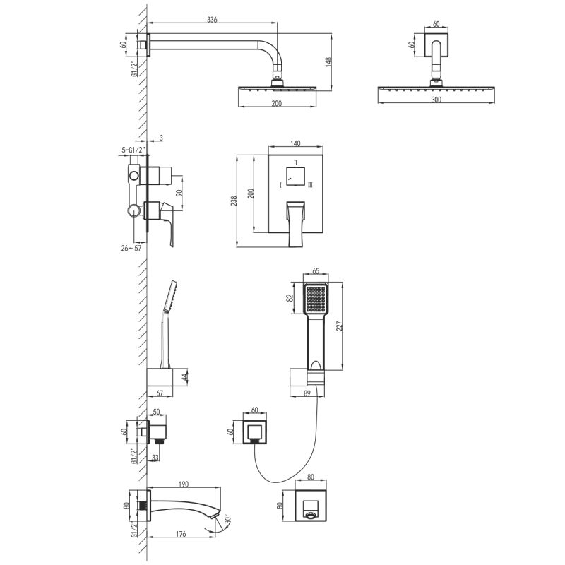 Душевой комплект Lemark Unit LM4522C С ВНУТРЕННЕЙ ЧАСТЬЮ Хром