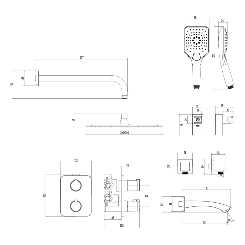 Душевой комплект Lemark Yeti LM7842С С ВНУТРЕННЕЙ ЧАСТЬЮ Хром