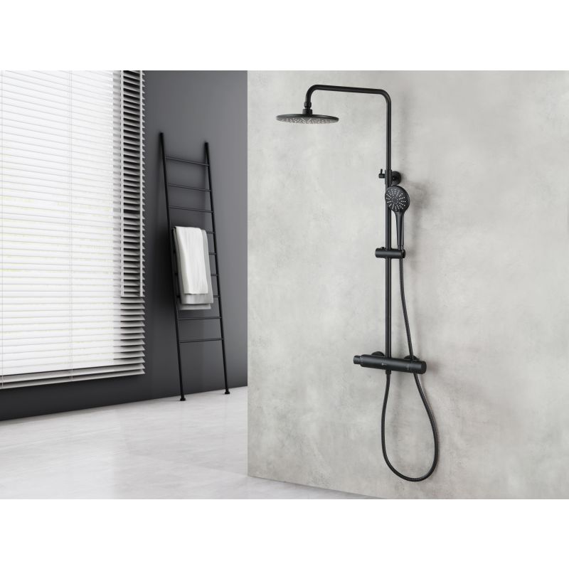 Душевая система Lemark Bronx LM3770BL с термостатом Черная