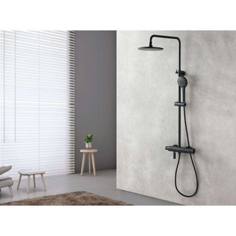 Душевая система Lemark Bronx LM3772BL с термостатом Черная