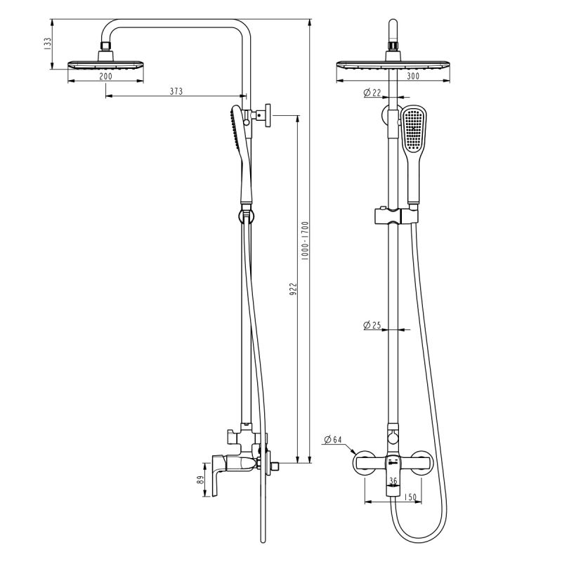 Душевая система Lemark Ursus LM7260BL Черная