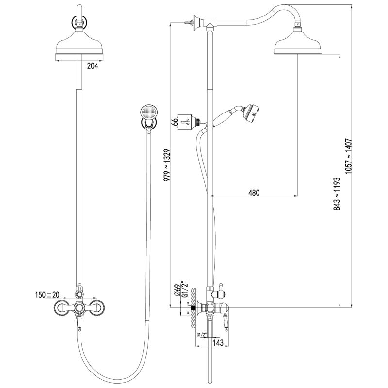 Душевая система Lemark Villa LM4860B Бронза