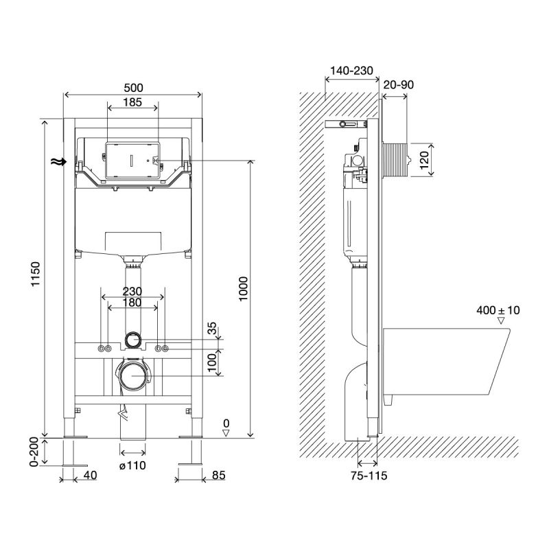 Инсталляция Lemark Peneda Expert 9812002 для унитаза без клавиши смыва