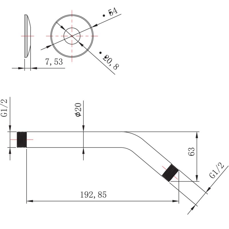 Кронштейн для верхнего душа Lemark LM8031C Хром