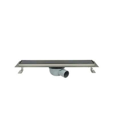 Дренажный канал ALMAes Laguna 60 см, LG60BL, решетка под плитку, нержавеющая сталь/стекло, цвет черный