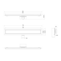 Дренажный канал ALMAes Laguna 70 см, LG70WH, решетка под плитку, нержавеющая сталь/стекло, цвет белый