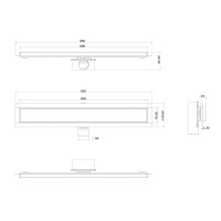 Дренажный канал ALMAes Laguna 80 см, LG80WH, решетка под плитку, нержавеющая сталь/стекло, цвет белый