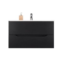 Тумба с раковиной Orange Line Li-100Tub+Ra, подвесная, черный матовый Soft Touch