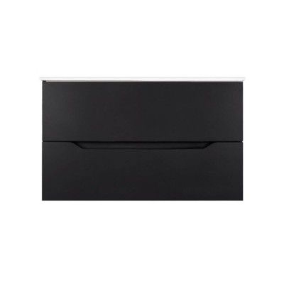 Тумба с раковиной Orange Line Li-100Tub+Ra, подвесная, черный матовый Soft Touch