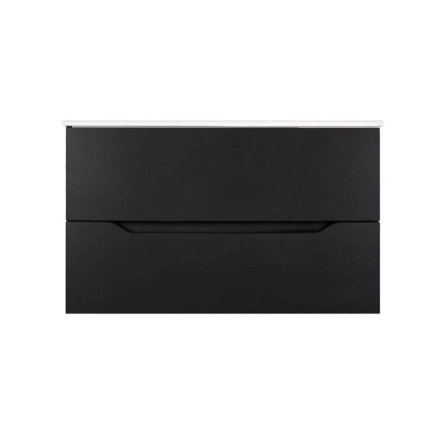 Тумба с раковиной Orange Line Li-100Tub+Ra, подвесная, черный матовый Soft Touch