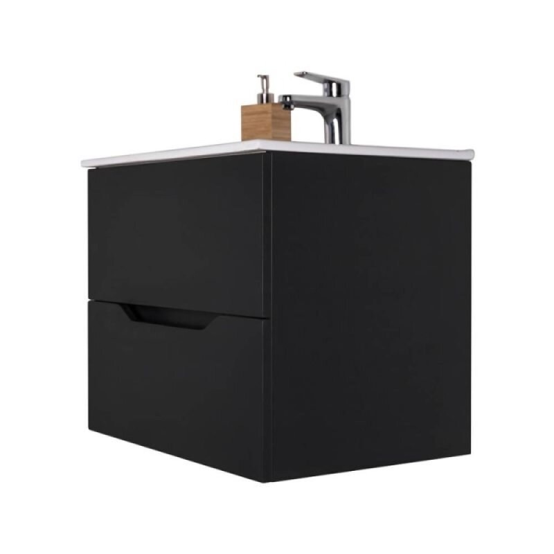 Тумба с раковиной Orange Line Li-100Tub+Ra, подвесная, черный матовый Soft Touch