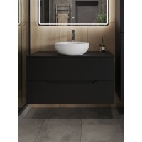 Тумба с раковиной Orange Line Li-100TubMDF+B07-420W, 100 см, подвесная, цвет черный матовый Soft Touch