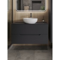 Тумба с раковиной Orange Line Li-100TugMDF+B07-420W, 100 см, подвесная, цвет графит матовый Soft Touch