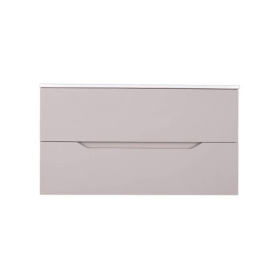 Тумба с раковиной Orange Line Li-100TuL+Ra, подвесная, латте матовый Soft Touch