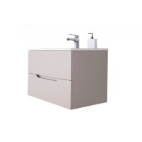 Тумба с раковиной Orange Line Li-100TuL+Ra, подвесная, латте матовый Soft Touch