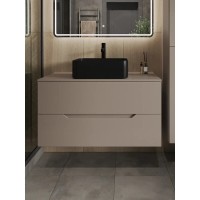 Тумба с раковиной Orange Line Li-100TuLMDF+B02-460MB, 100 см, подвесная, цвет латте матовый Soft Touch