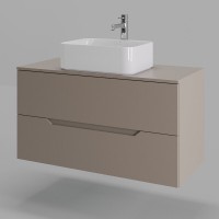 Тумба с раковиной Orange Line Li-100TuLMDF+B02-460W, 100 см, подвесная, цвет латте матовый Soft Touch