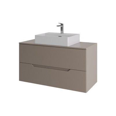 Тумба с раковиной Orange Line Li-100TuLMDF+B04-500W, 100 см, подвесная, цвет латте матовый Soft Touch