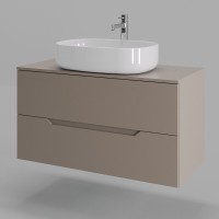 Тумба с раковиной Orange Line Li-100TuLMDF+B04-600W, 100 см, подвесная, цвет латте матовый Soft Touch