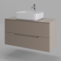 Тумба с раковиной Orange Line Li-100TuLMDF+B05-500W, 100 см, подвесная, цвет латте матовый Soft Touch