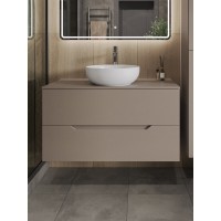 Тумба с раковиной Orange Line Li-100TuLMDF+B07-420W, 100 см, подвесная, цвет латте матовый Soft Touch