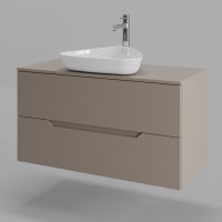 Тумба с раковиной Orange Line Li-100TuLMDF+B07-500W, 100 см, подвесная, цвет латте матовый Soft Touch