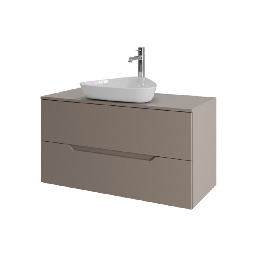 Тумба с раковиной Orange Line Li-100TuLMDF+B07-500W, 100 см, подвесная, цвет латте матовый Soft Touch