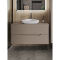 Тумба с раковиной Orange Line Li-100TuLMDF+B07-500W, 100 см, подвесная, цвет латте матовый Soft Touch