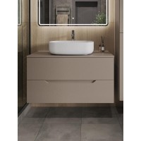 Тумба с раковиной Orange Line Li-100TuLMDF+B07-540W, 100 см, подвесная, цвет латте матовый Soft Touch