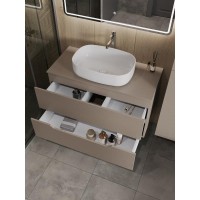 Тумба с раковиной Orange Line Li-100TuLMDF+B07-540W, 100 см, подвесная, цвет латте матовый Soft Touch